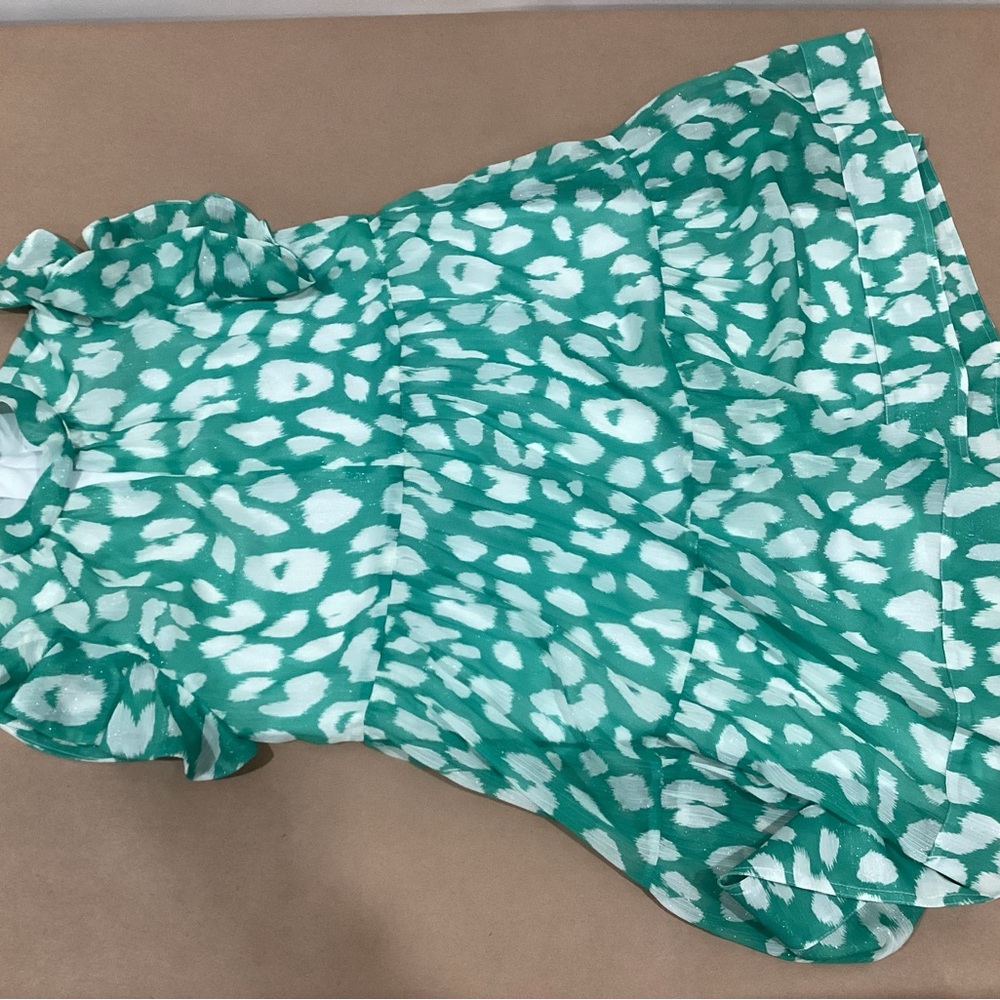 Milly Green and White Printed girls dress
